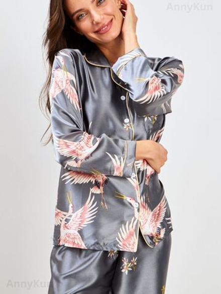 Пижама атласная с брюками