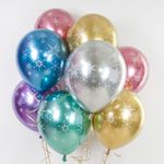 Шар (12''/30 см) Искры снежинок, Ассорти, хром, 5 ст 25 шт.