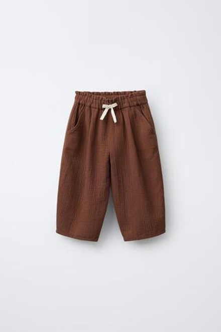 ZARA БРЮКИ BAGGY С ДЕКОРАТИВНОЙ СТРОЧКОЙ, МЕДНЫЙ