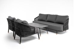 "Верона" лаунж-зона 5-местная плетеная из роупа (веревки), каркас алюминиевый темно-серый, роуп темно-серый