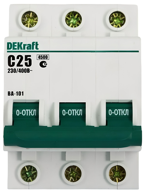 Автоматический выключатель 3-пол. 25А тип C 4,5кА серия ВА-101 DEKraft