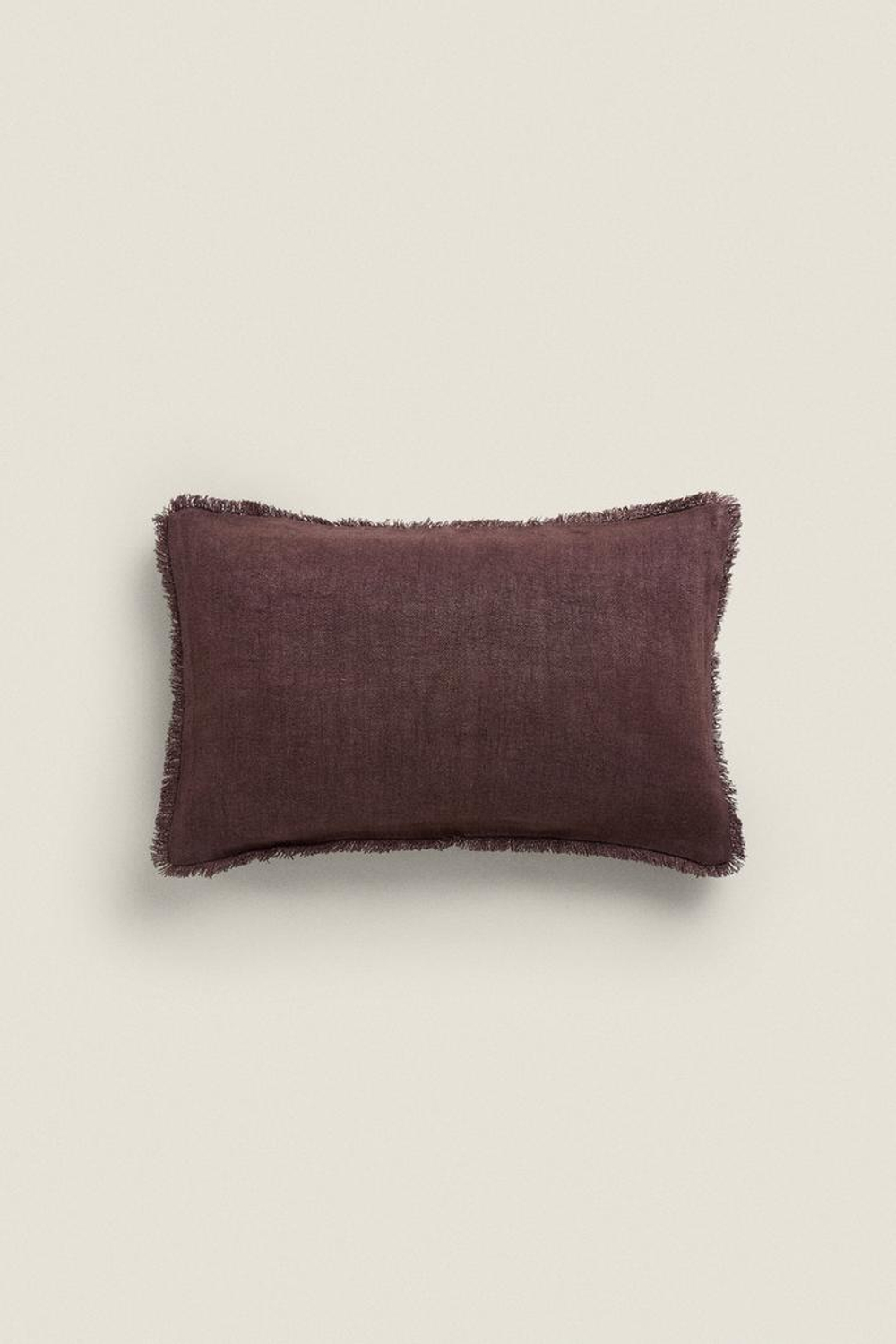 ZARA HOME ЛЬНЯНОЙ ЧЕХОЛ ДЛЯ ДЕКОРАТИВНОЙ ПОДУШКИ, ЦВЕТ БУРГУНДСКОГО ВИНА