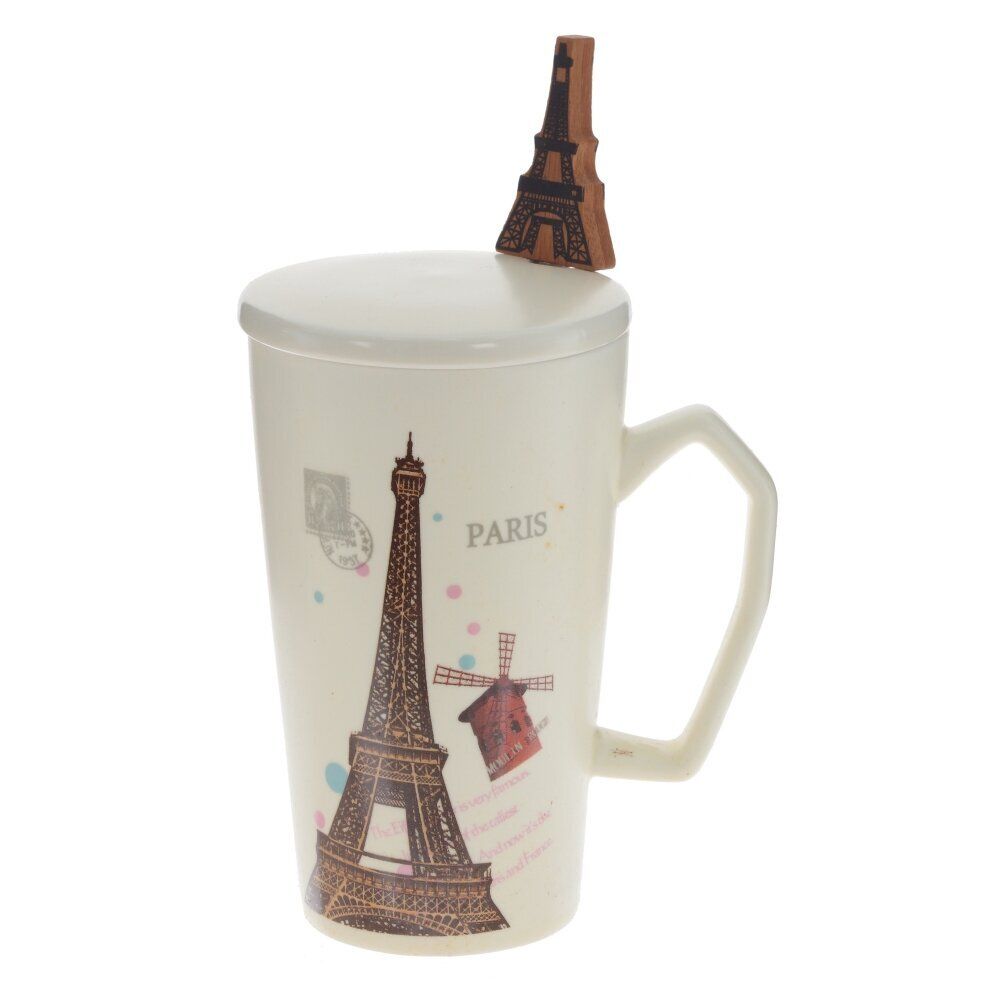 GAEM Кружка с крышкой и ложкой, 300 мл, L10 W8 H13 см, 4в.