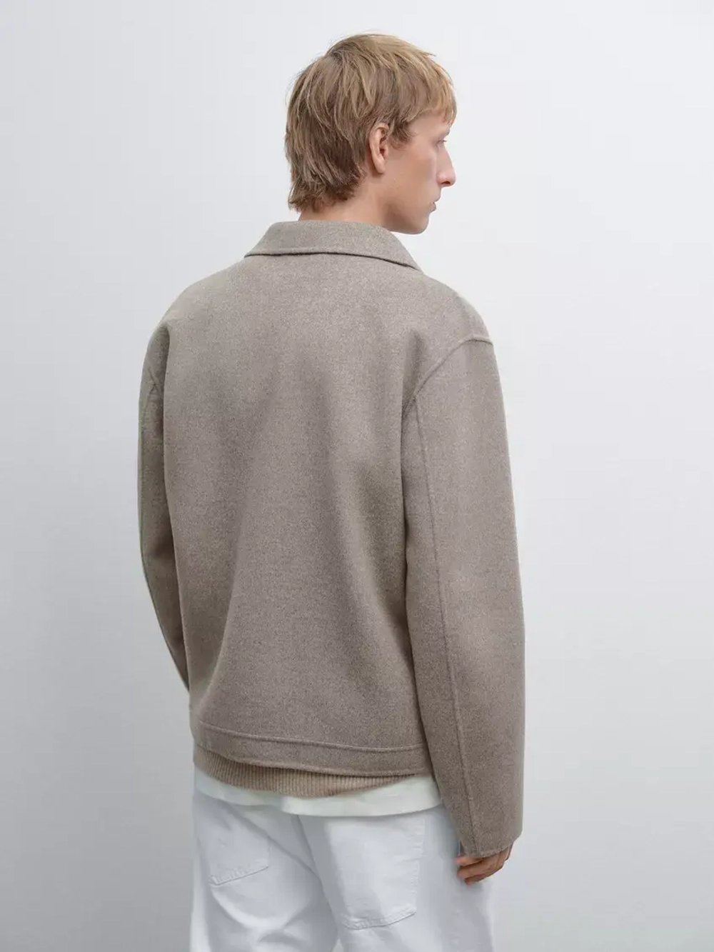 Massimo Dutti Шерстяная куртка с двойной молнией, бежевый