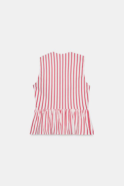 ZARA ТОП В ПОЛОСКУ С НАВЕСНЫМИ ПЕТЛЯМИ, БЕЛЫЙ/КРАСНЫЙ