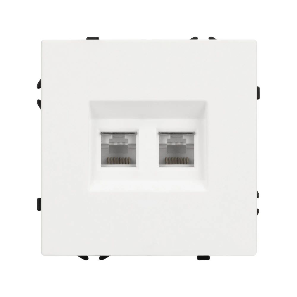 Механизм сдвоенной компьютерной розетки SCT-NOBE-MPC2-SFPL-WH (RJ-45, CAT6) (Arlight, Белый кварц) 054312