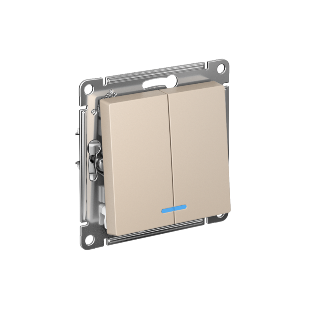 Выключатель 2-кл. AtlasDesign с подсветкой (сх.5а) 10AX мех. песочн. SE ATN001253