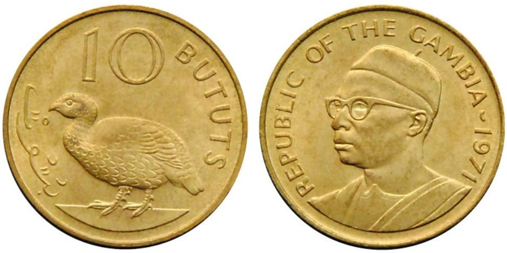Гамбия 10 бутутов, 1971 Птица XF