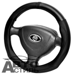 Оплетка на руль круглая Coolpart MAXIMAL (37*38) к/з черный/черный A  K20BL-BL