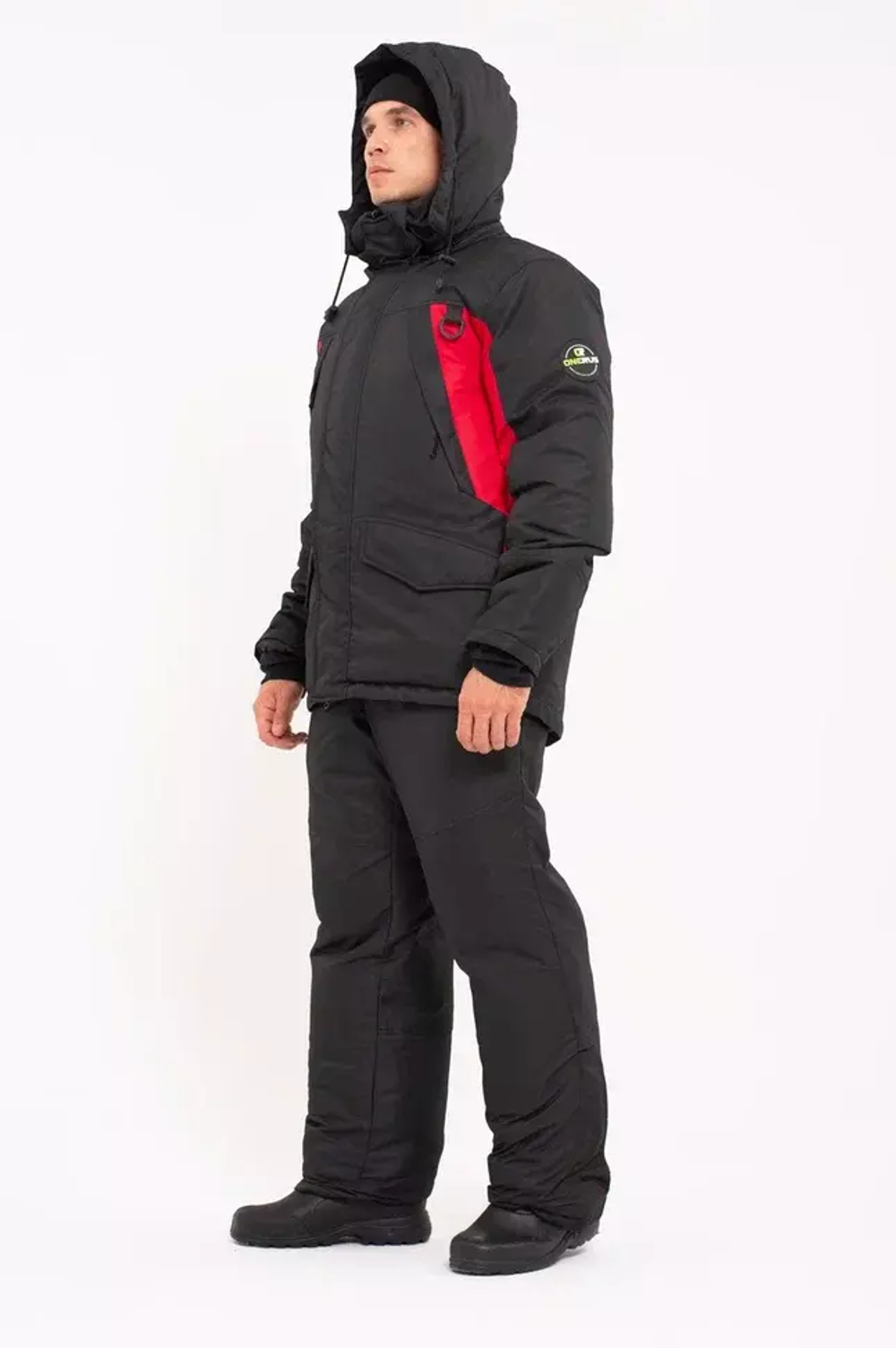 Зимний мужской костюм-поплавок ONERUS "Фишер -45" (Таслан) Черный/Красный