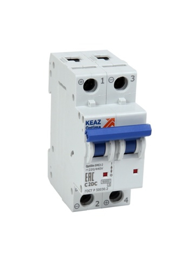 Выключатель автоматический модульный 2п C 6А OptiDin BM63-2C6-DC-УХЛ3 КЭАЗ 261245