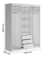 МС Мадера Шкаф-купе альянс (ПВШ) 1700*2200*600 (лдсп графит новый)