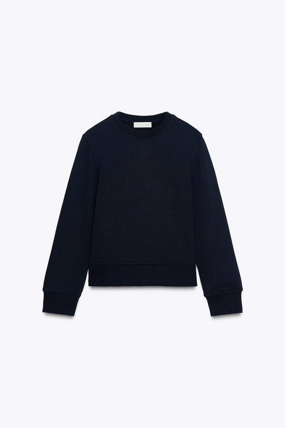 ZARA БАЗОВАЯ ХЛОПКОВАЯ ТОЛСТОВКА, МОРСКОЙ СИНИЙ