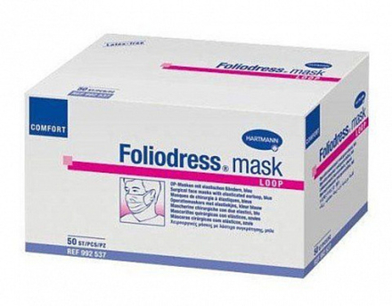 Foliodress mask Comfort loop - маски на резинках /голубые/; 50 шт.