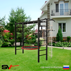 Уличная шведская стенка Sv Sport рукоход У524 (Турник/Брусья/Гнездо 80см/Канат/кольца/лестница)