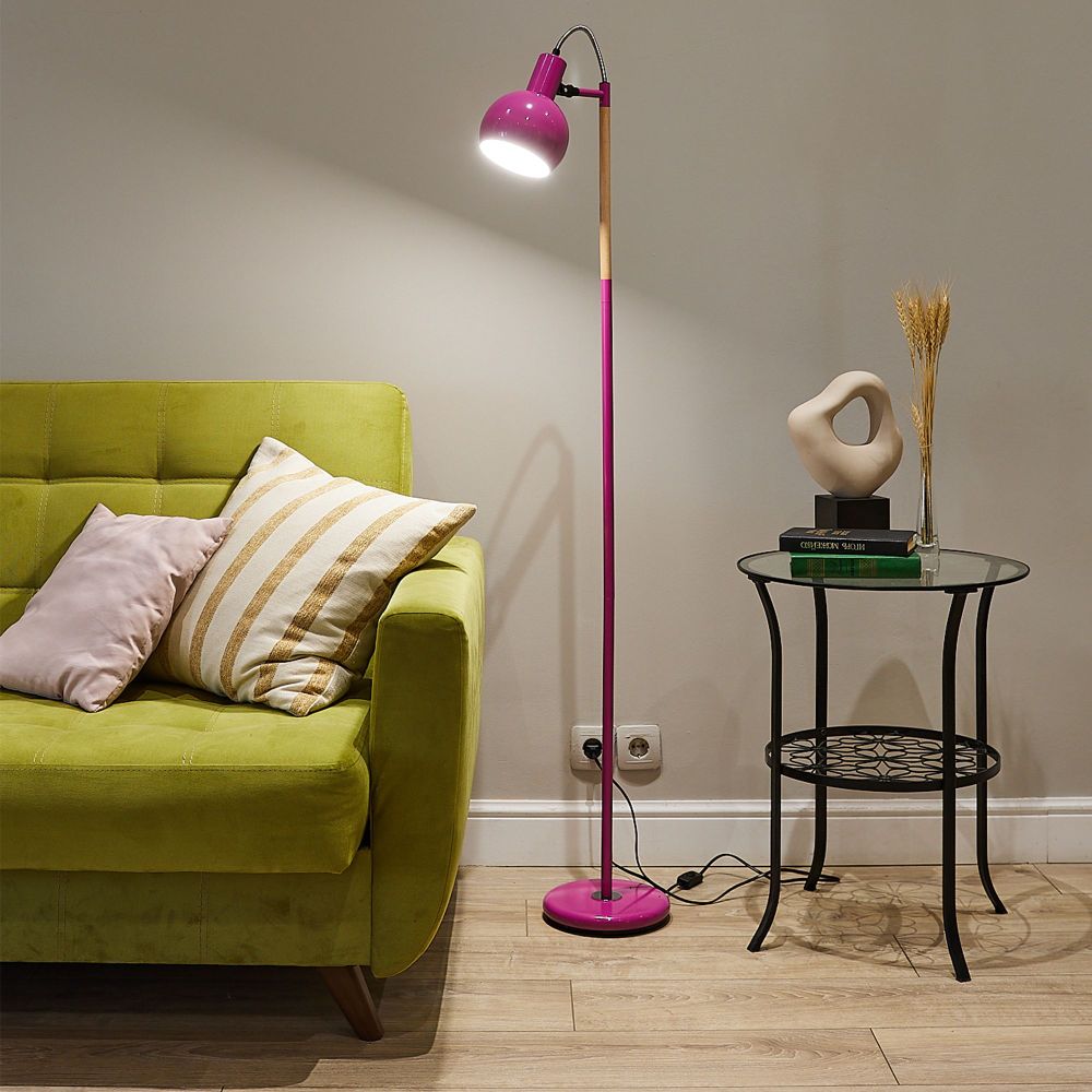 UML-T702 E14 PINK Торшер напольный под лампу Е14. 60W. с регулировкой наклона. Механический выключатель. Розовый. ТМ Uniel