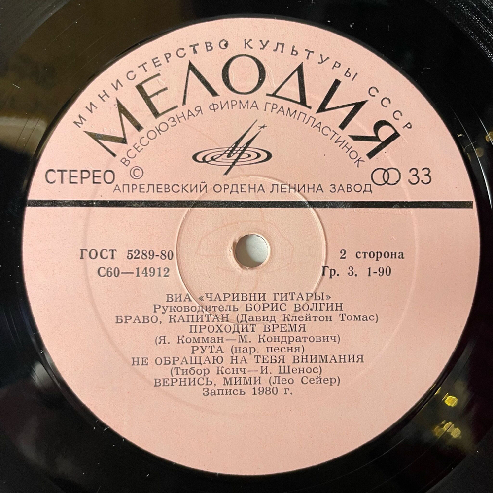 Винтажная виниловая пластинка LP ВИА Чаривни Гитары (СССР 1980) Ночной Экспресс