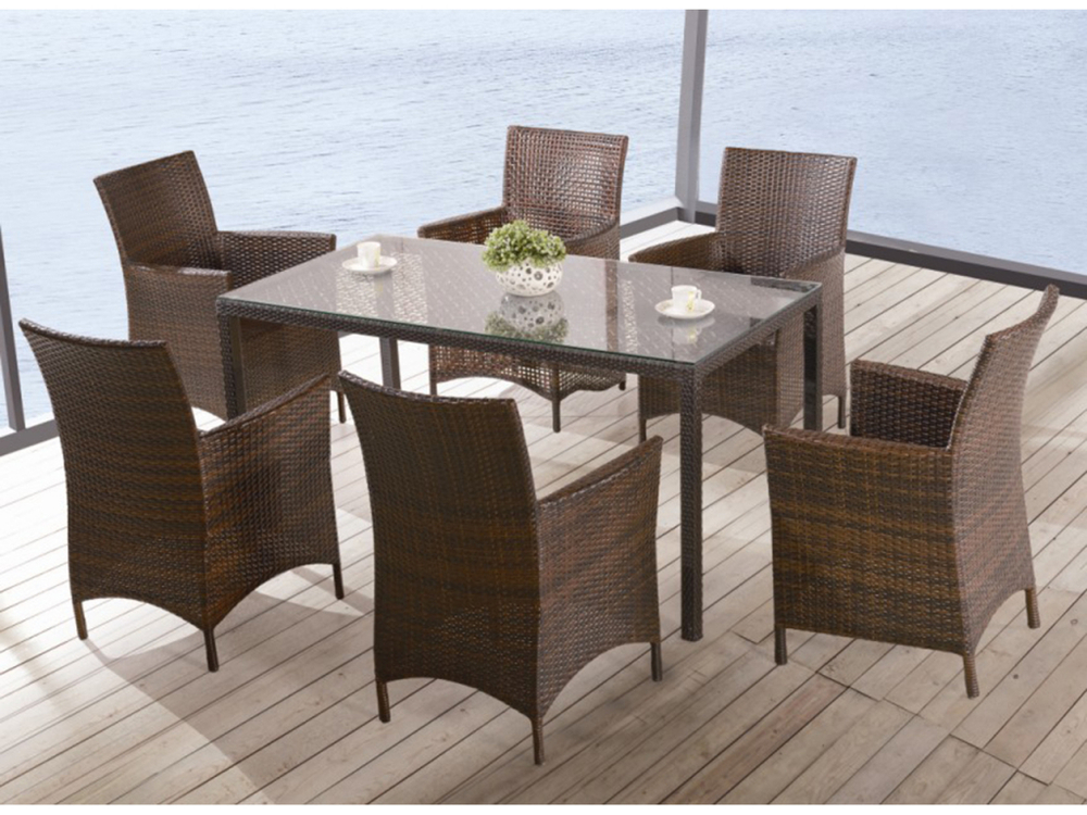 Стол плетеный обеденный Tagliamento Forano, кофе меланж