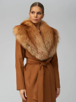 Женское шерстяное пальто с мехом лисы