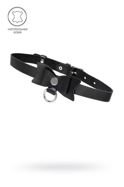 Черный чокер-ошейник с бабочкой и колечком