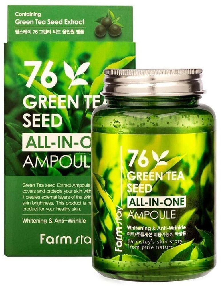 Сыворотка ампульная для лица FarmStay Green Tea 76% Seed Зеленый чай 250 мл