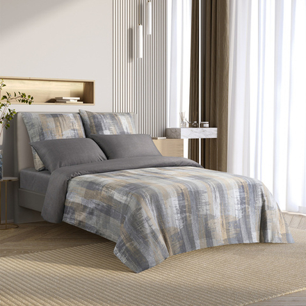 Комплект постельного белья Harmonica Евро с простыней на рез. 180х200 САТИН "Линдор" (2 нав. 70х70 и 2 нав. 50х70)