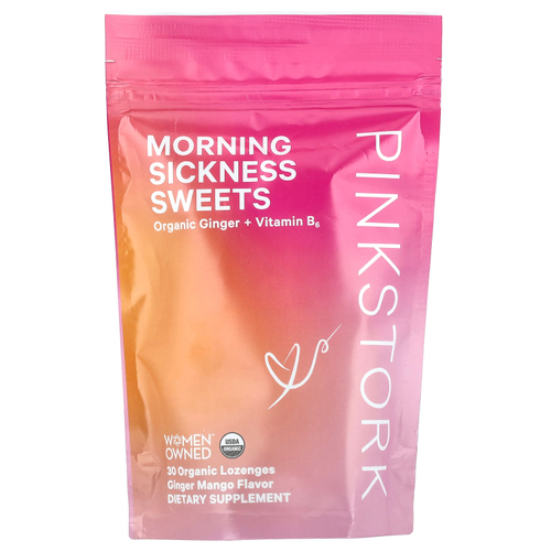 Pink Stork, Morning Sickness Sweets, имбирь и манго, 30 органических пастилок