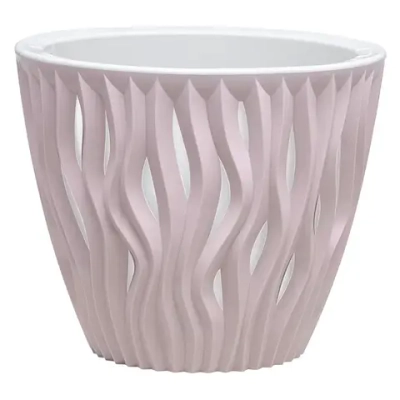 Кашпо для цветов пластиковое 2,25л d-17,5см «Вдохновение» Бежево-розовый