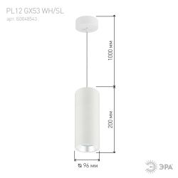 Светильник подвесной ЭРА PL12 GX53 WH/SL под лампу GX53 белый/серебро | Подвесные светильники