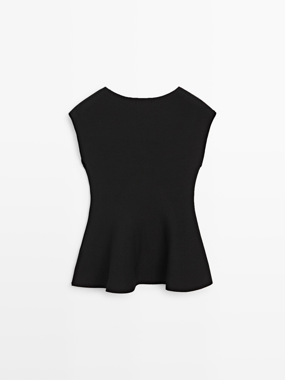 Massimo Dutti Трикотажный топ с круглым вырезом, черный