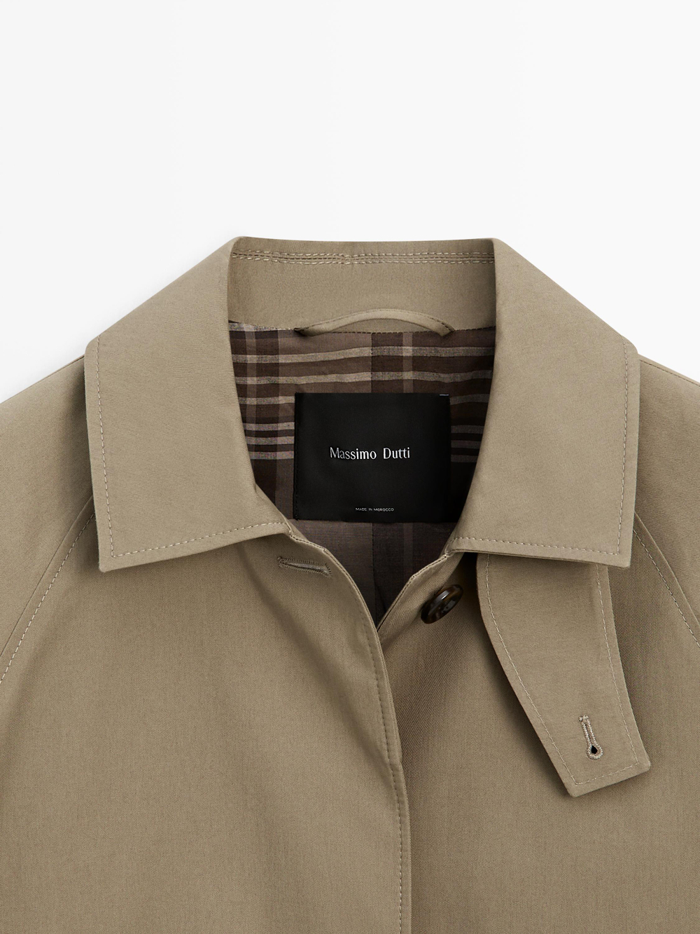 Massimo Dutti Свободный тренч с клетчатой ​​подкладкой, хаки