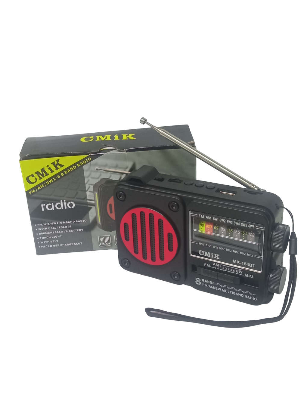 Радиоприемник с MP3 плеером,Bluetooth +фонарь CMiK MK-154BT