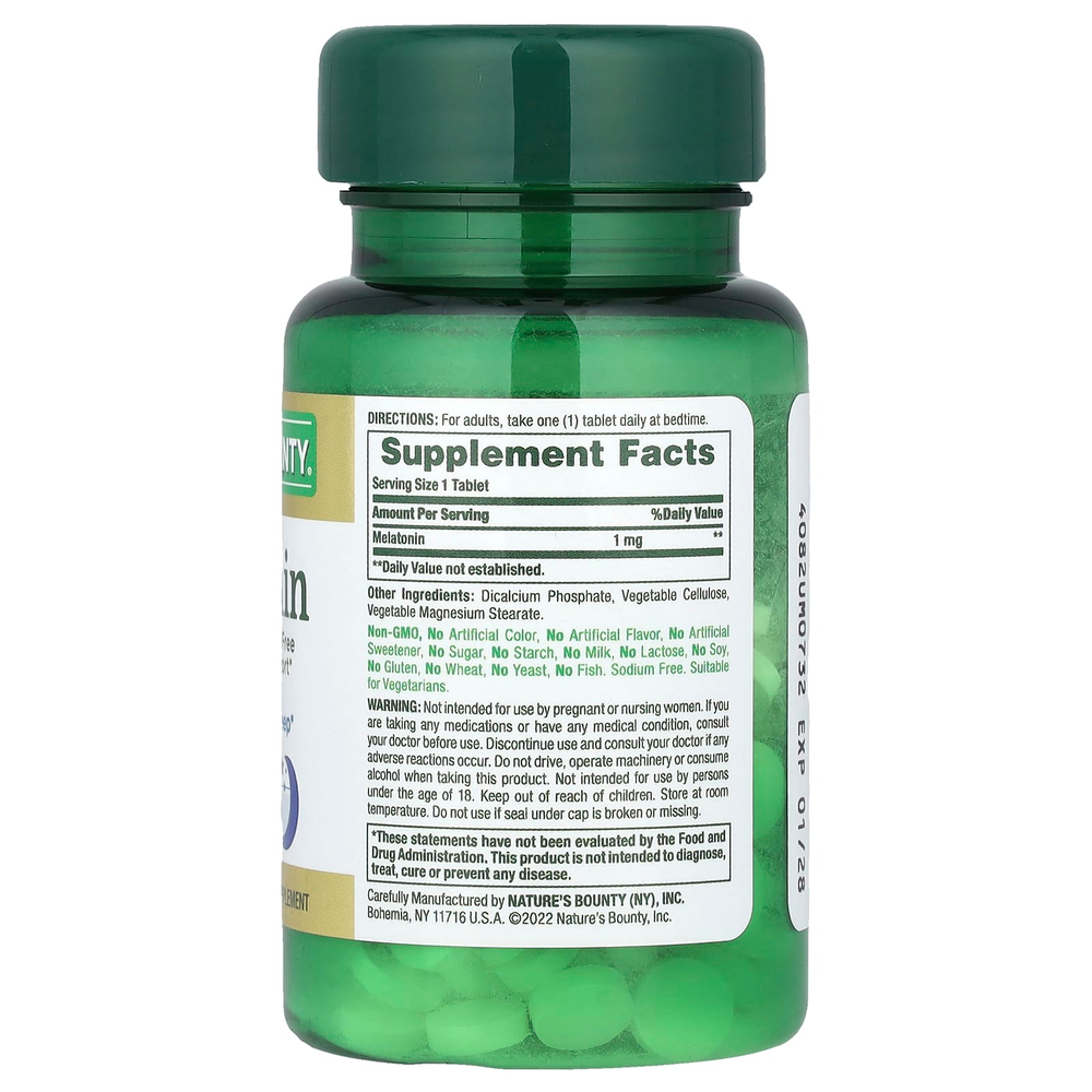 Nature's Bounty, мелатонин, 1 мг, 180 таблеток