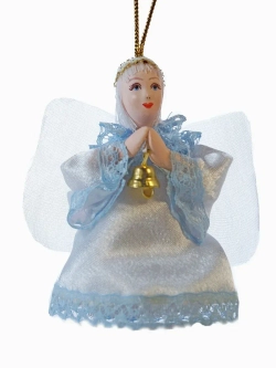 Кукла-подвеска "Летящий ангелочек с трубой"