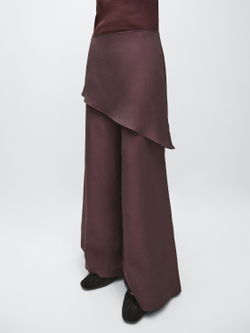 Massimo Dutti Струящиеся брюки-юбка из смесовой льняной ткани, баклажанный