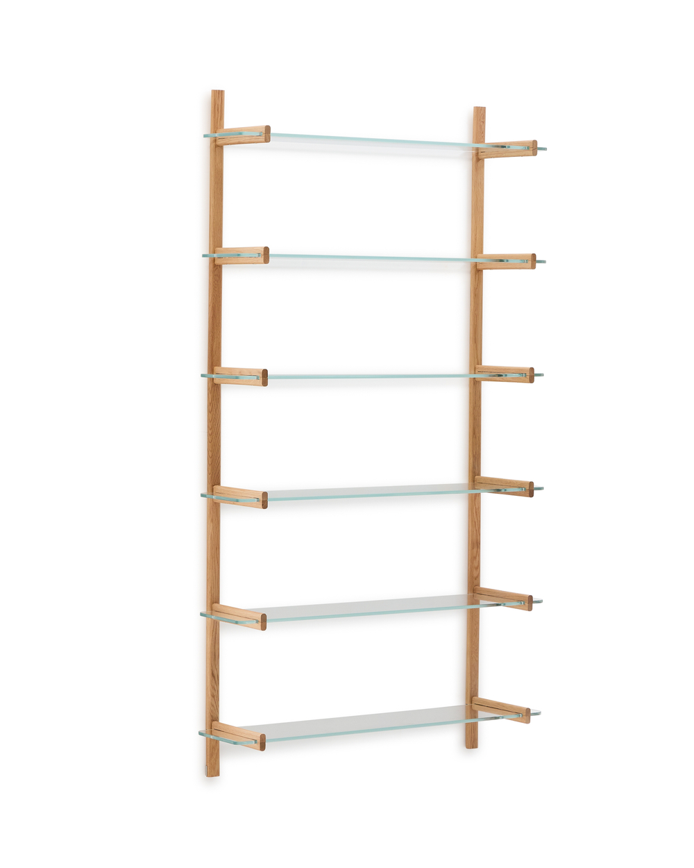 Модульная полка Sitra 6 стеклянных полок и каркас из массива дуба 110 см