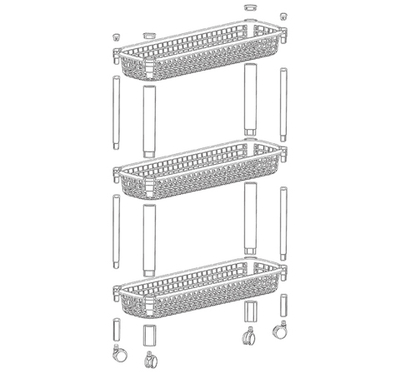 Полка узкая на колёсах (3 секции)