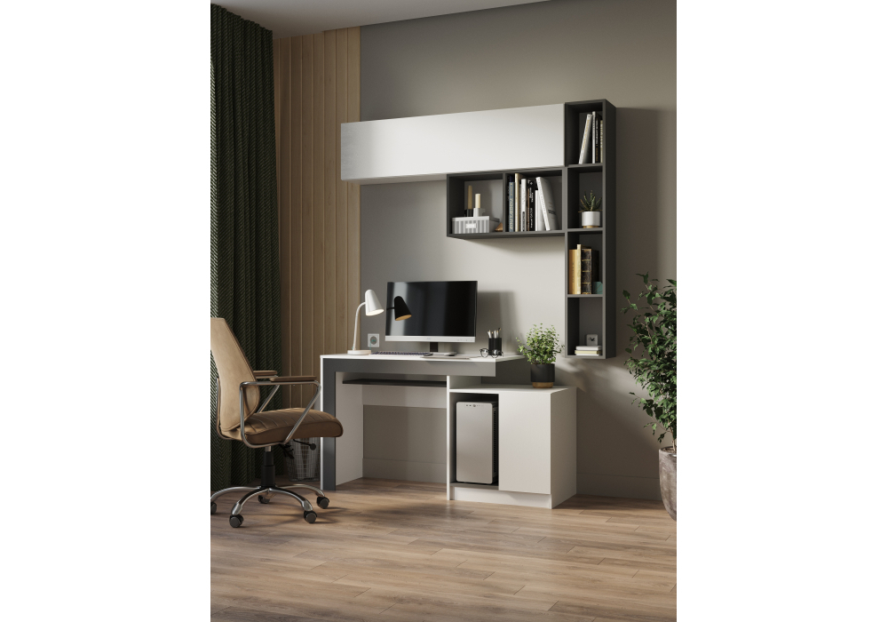 Компьютерный стол Woodville Модена белый, графит