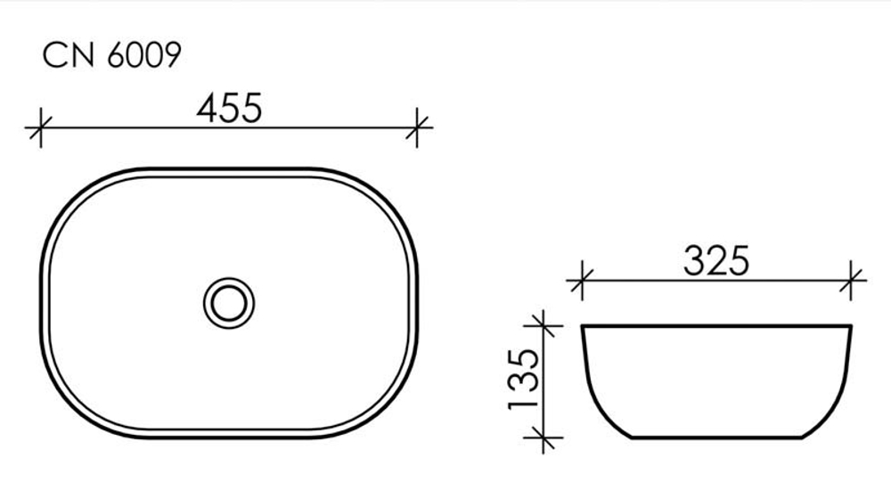 Умывальник чаша накладная прямоугольная Element 455x325x135мм