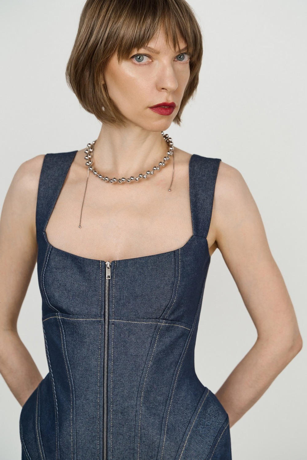 Платье-корсет макси из джинсы