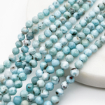 Ларимар граненый бусины, диаметр около 4,2-4,4 мм, цена за отрезок 19 см (1/2 нити)