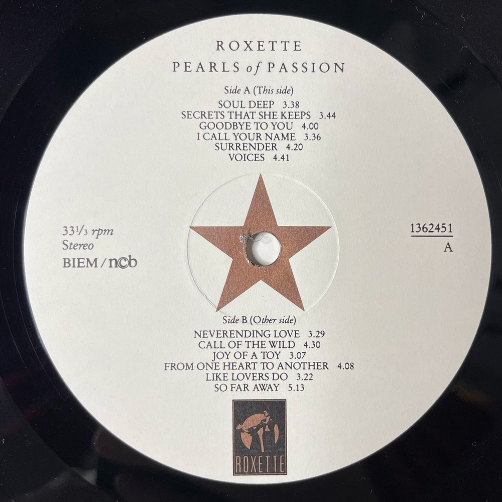 Винтажная виниловая пластинка LP Roxette Pearls Of Passion (Швеция 1986)