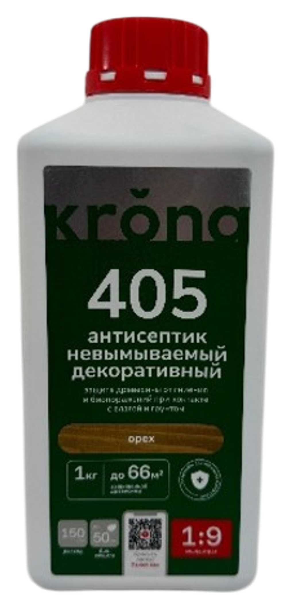 KRONA Антисептик невымываемый декоративный 405 "орех" 1 кг. Концентрат 1:9