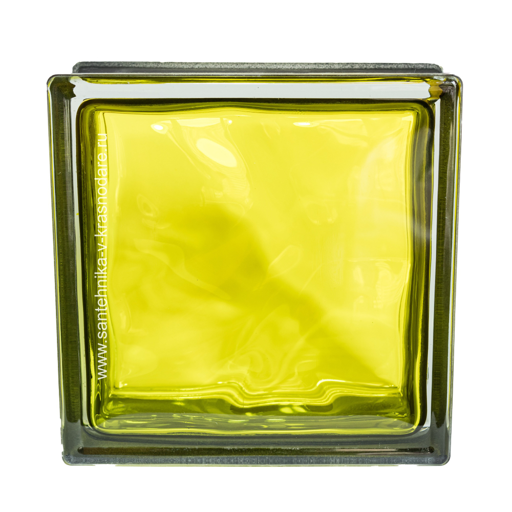Купить Стеклоблок желтый волна черный бриллиант Vitrablok   19х19x8