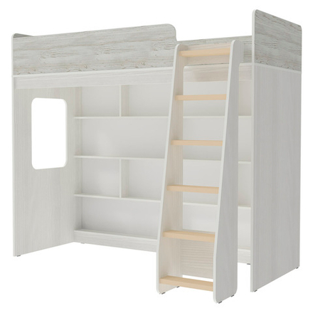 Кровать-чердак КарИВи Л-C601.2 80х190 Белое Дерево Винтерберг