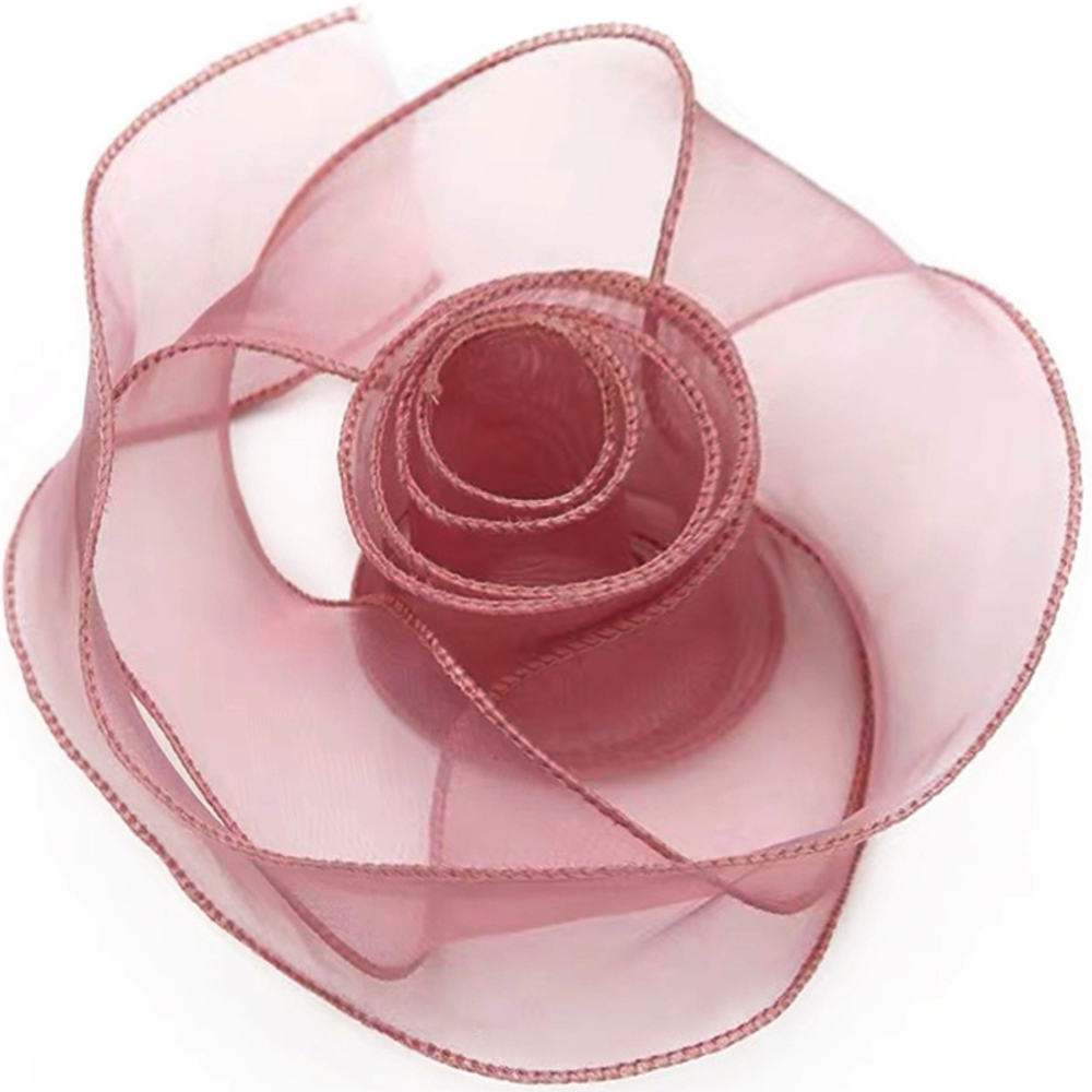 Лента декоративная (4 см*9,14 м) Органза с леской Дымчатая роза