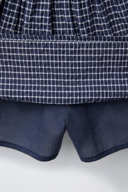 ZARA КЛЕТЧАТАЯ ЮБКА-ШОРТЫ, МОРСКОЙ СИНИЙ