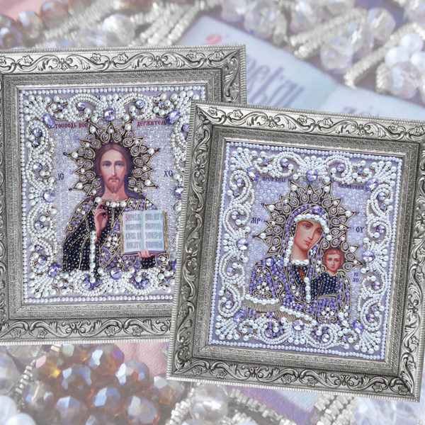 ЖС-ВЧ-СФ Комплект наборов для вышивания Венчальная пара (сиреневый, серебро)