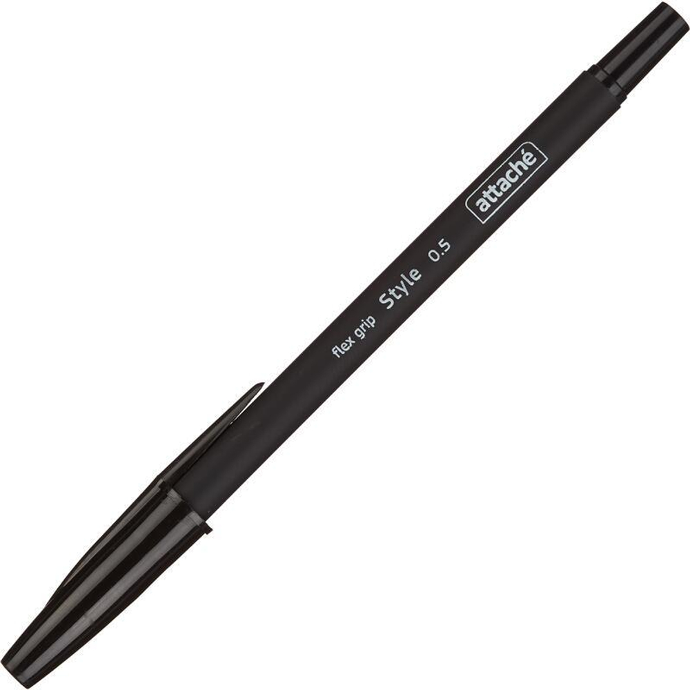 Ручка шариковая Attache "Style" чёрная, 0,5мм, прорезиненный корпус