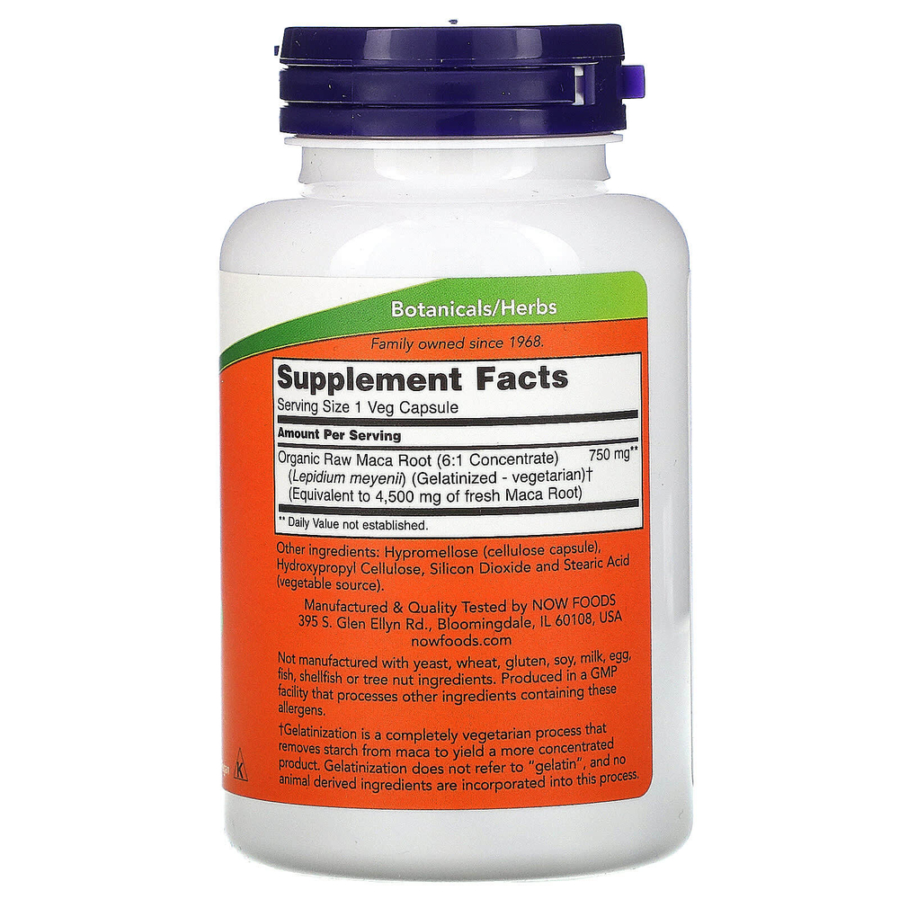 NOW Foods, Сырая мака, 750 мг, 90 растительных капсул